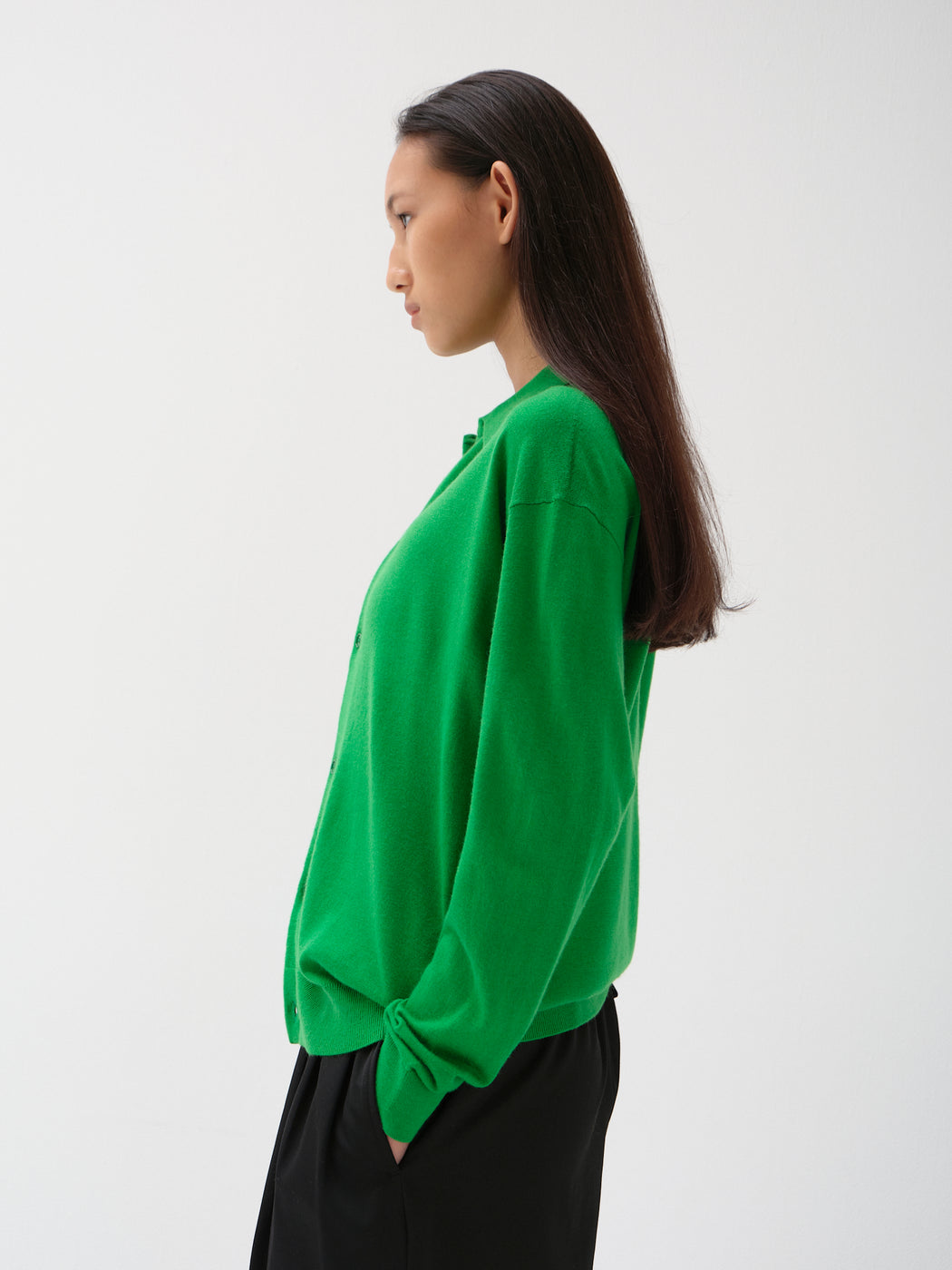 ウーステッドカシミヤ 150 ポロカラー, V Green