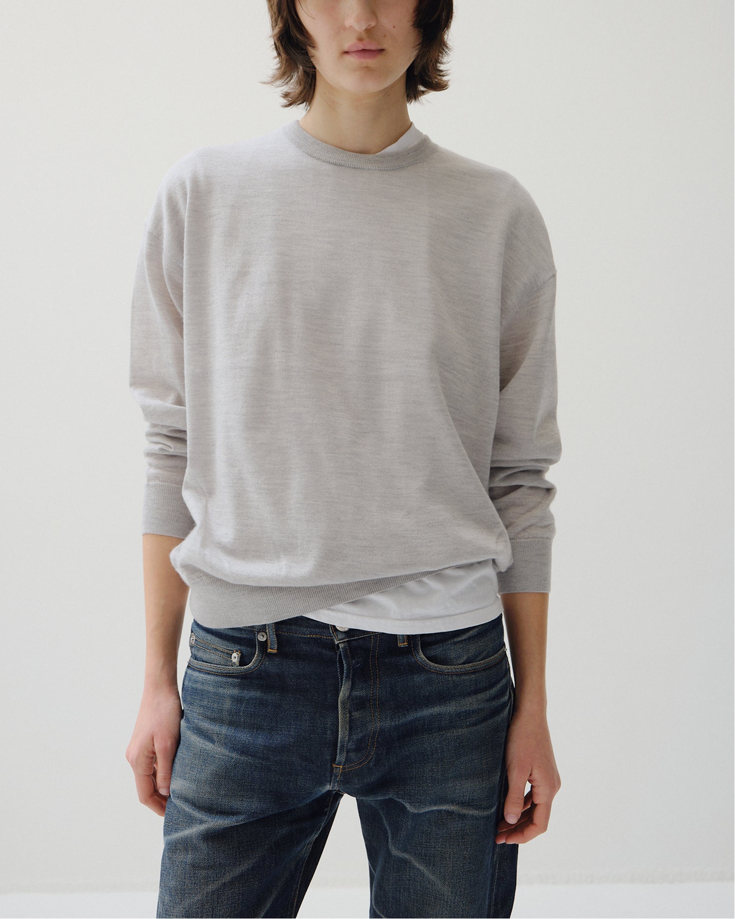 カシミヤシルク 180 クルーネック, Cloud Gray – cash & barba