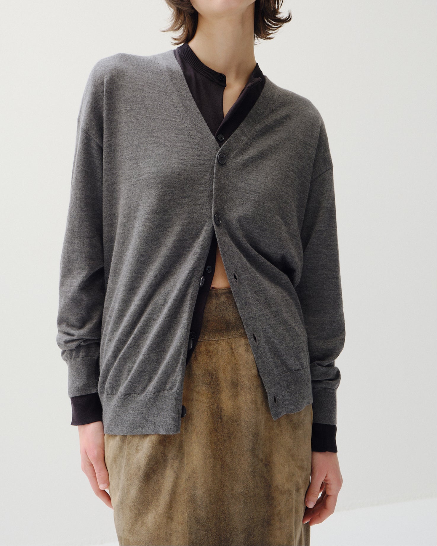 カシミヤシルク 180 カーディガン, Top Gray – cash & barba