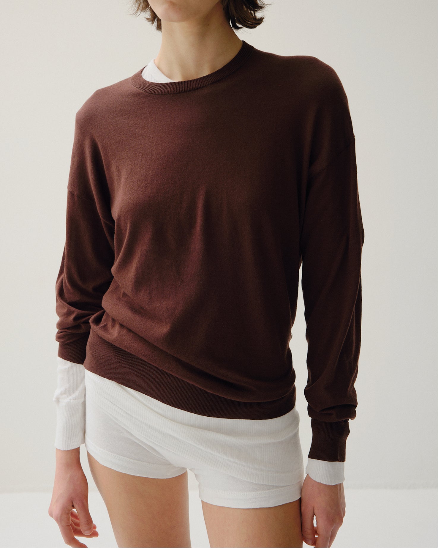 シーアイランドコットン ニット 長袖クルー, Brown – cash & barba