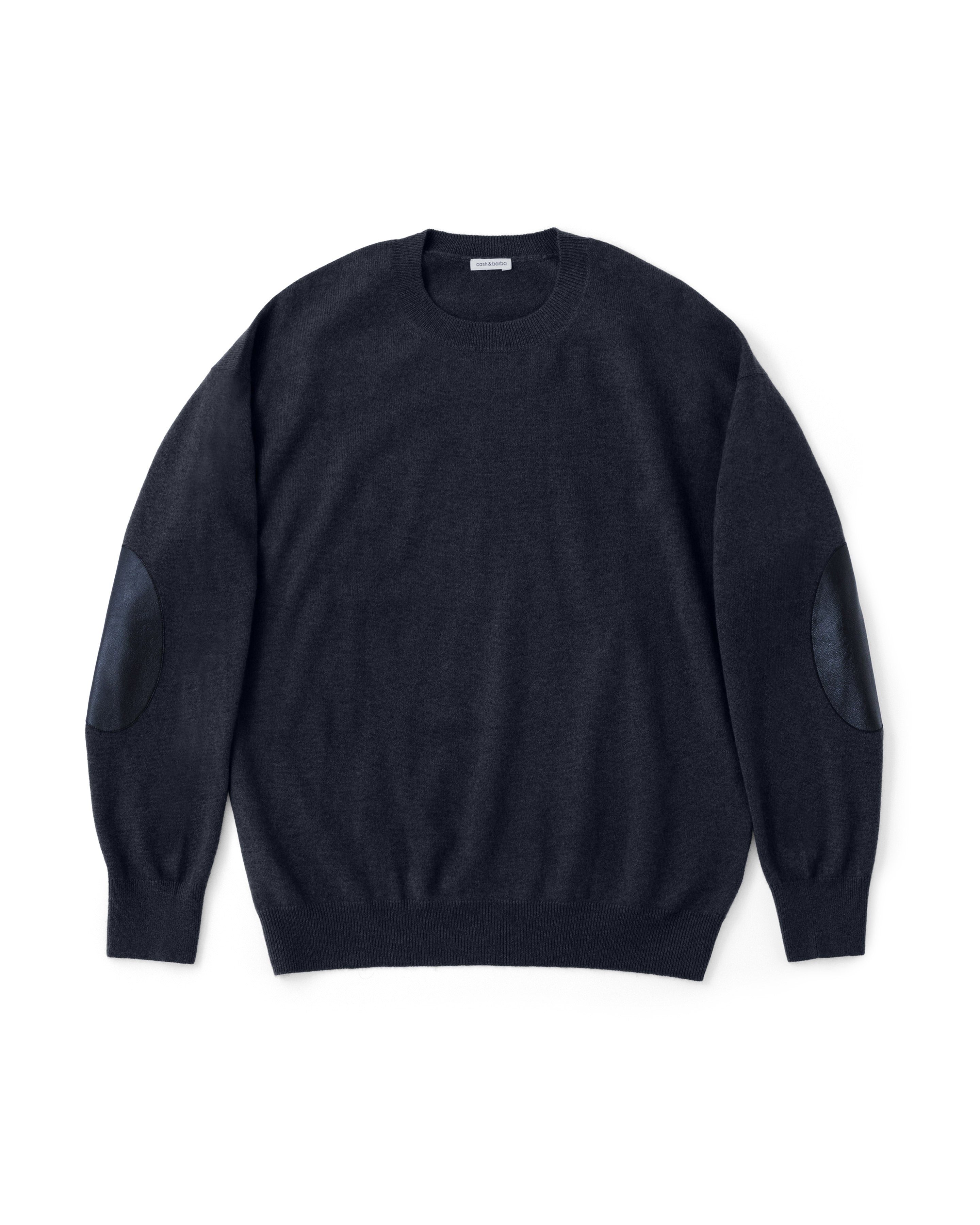 モンゴリアンカシミヤ エルボーパッチ クルーネック, Black – cash & barba