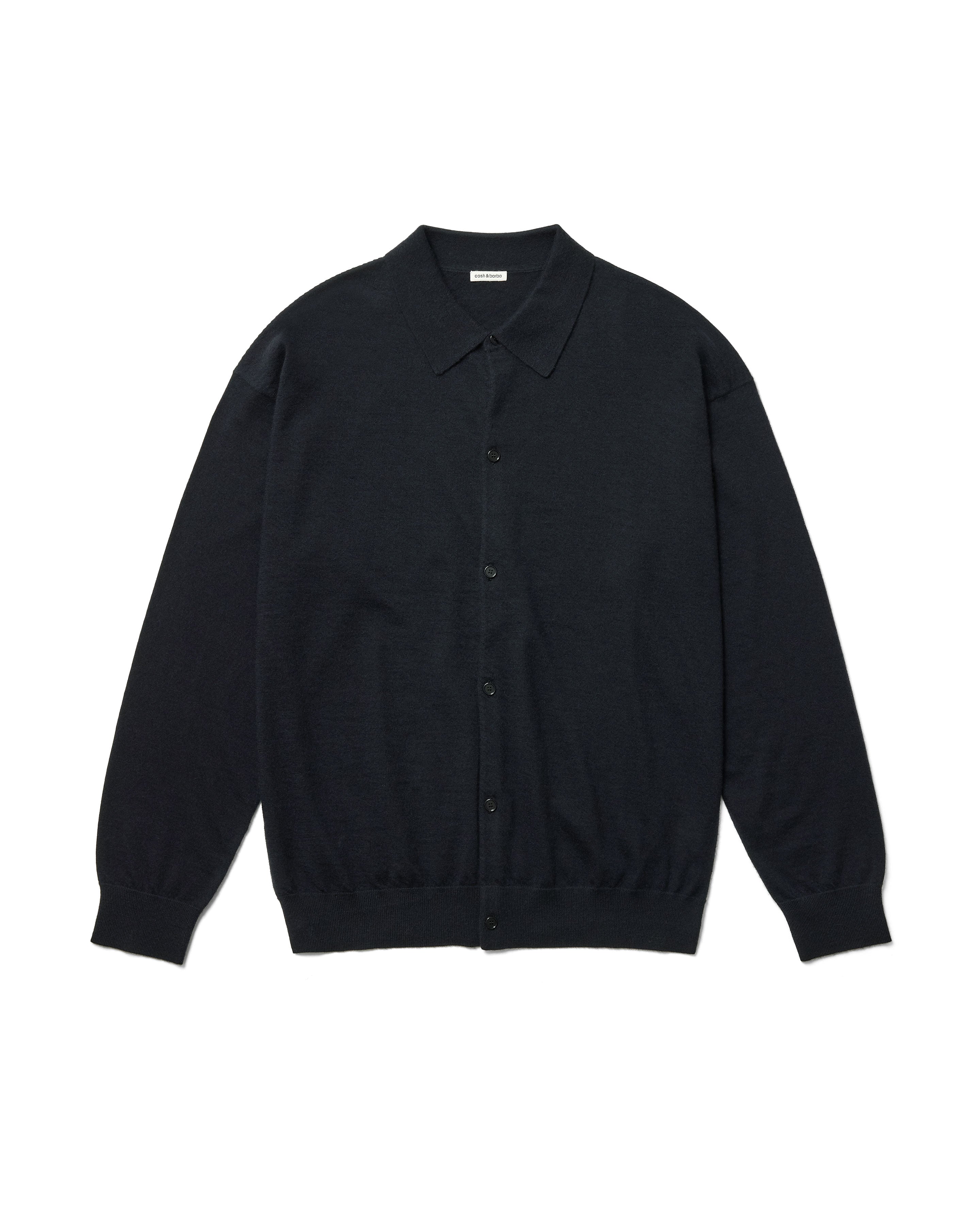 cash&barba ウーステッドカシミヤ 150 クルーネック, Black ウーステッドカシミヤ 150 カーディガン, Black – cash & barba