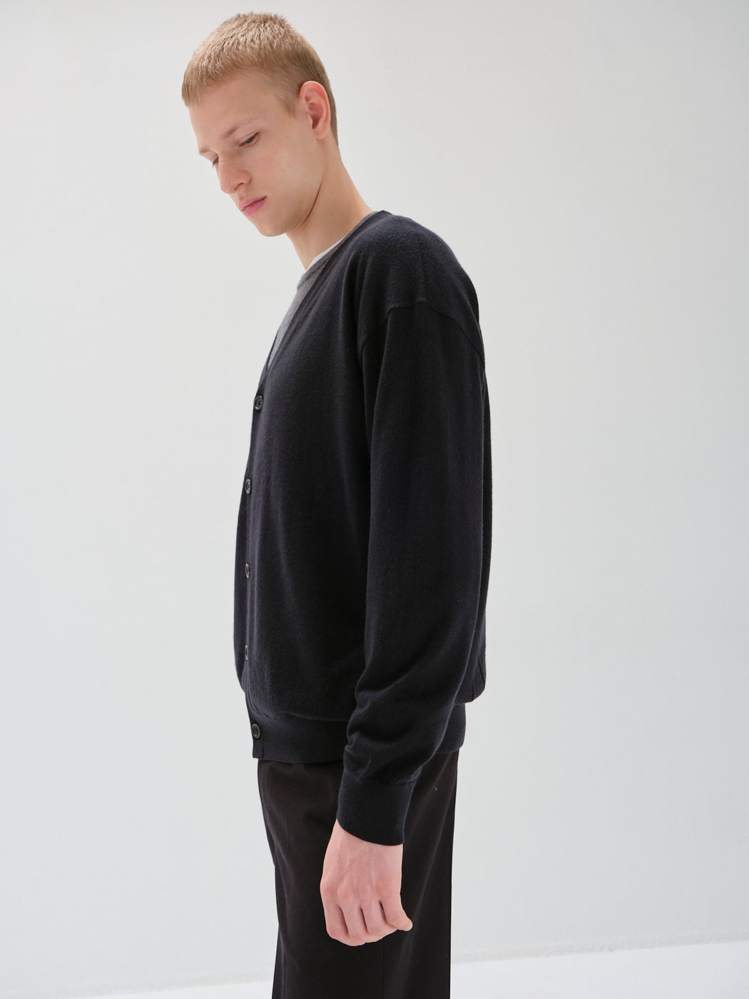ウーステッドカシミヤ 150 カーディガン, Black