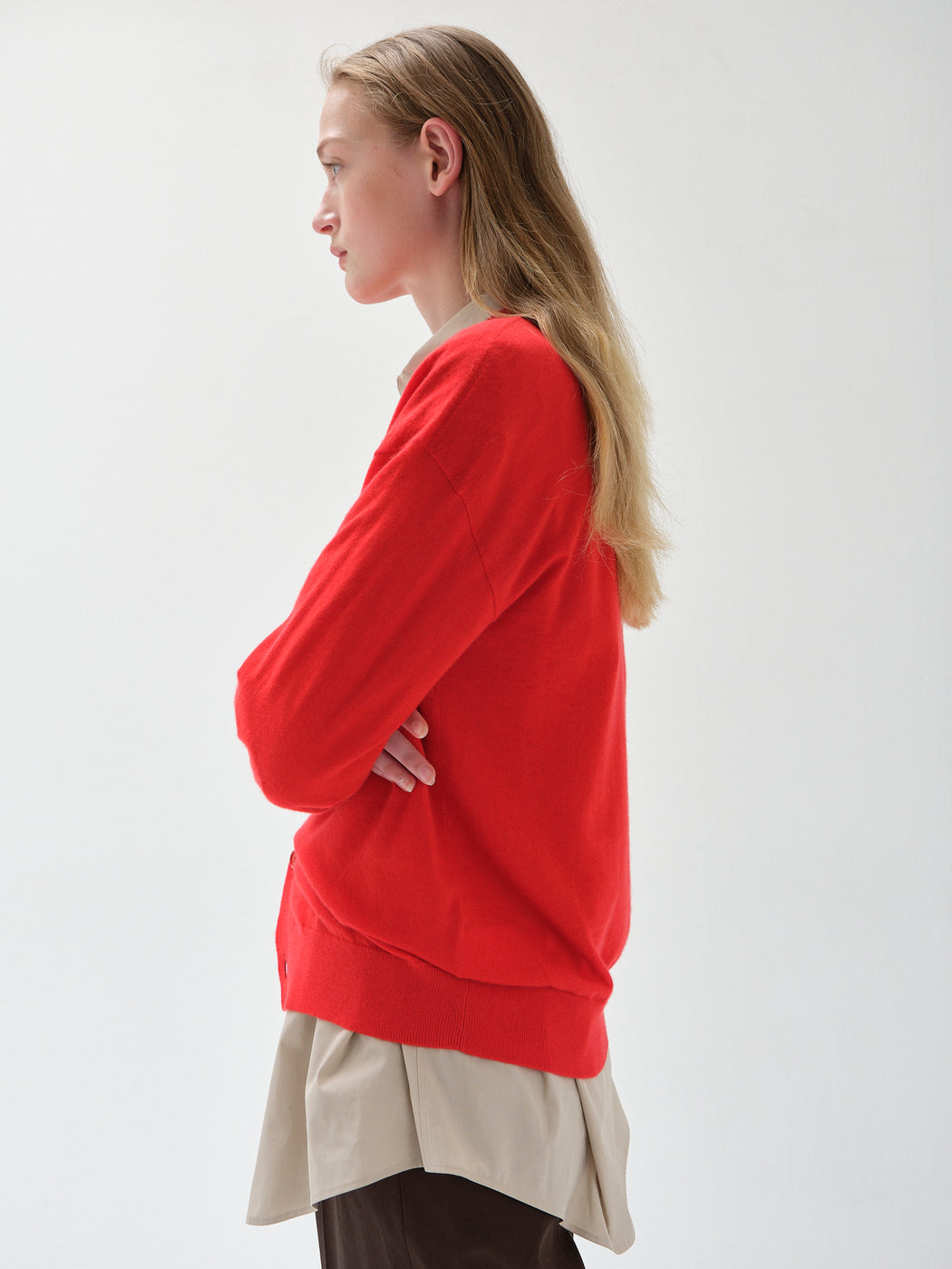 ウーステッドカシミヤ 150 カーディガン, Tomato Red