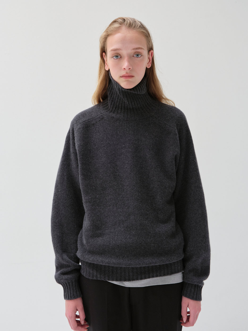 キャッシュベイビー タートルネック ニット, Charcoal