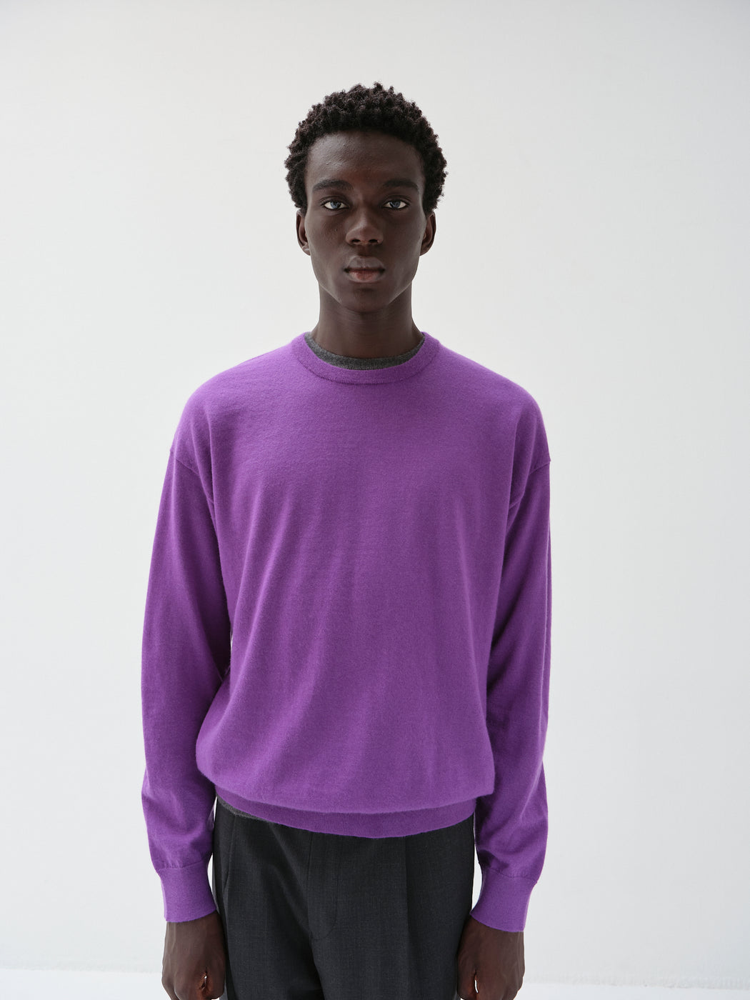 ウーステッドカシミヤ 150 クルーネック, Purple