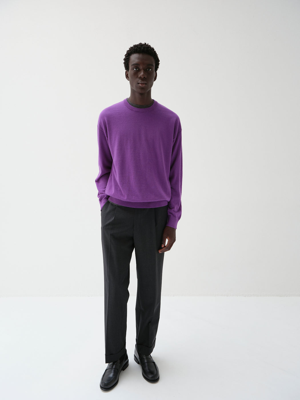 ウーステッドカシミヤ 150 クルーネック, Purple