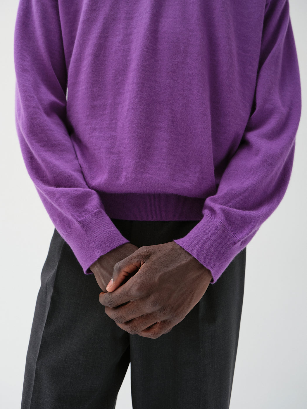 ウーステッドカシミヤ 150 クルーネック, Purple
