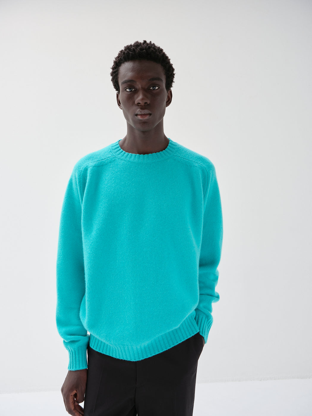 キャッシュベイビー クルーネック ニット, T Blue