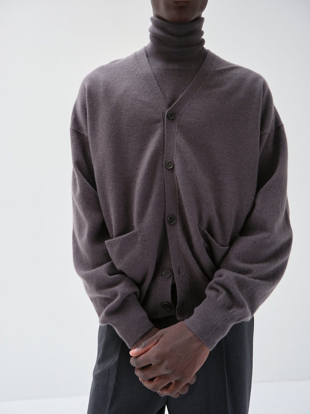 モンゴリアンカシミヤ エルボーパッチ カーディガン, Umber