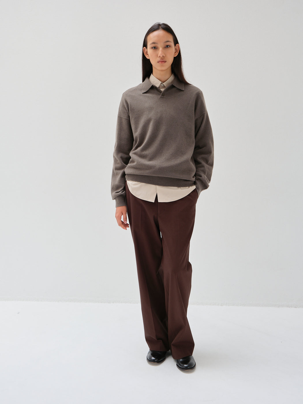 モンゴリアンカシミヤ エルボーパッチ ポロ, Sage Green