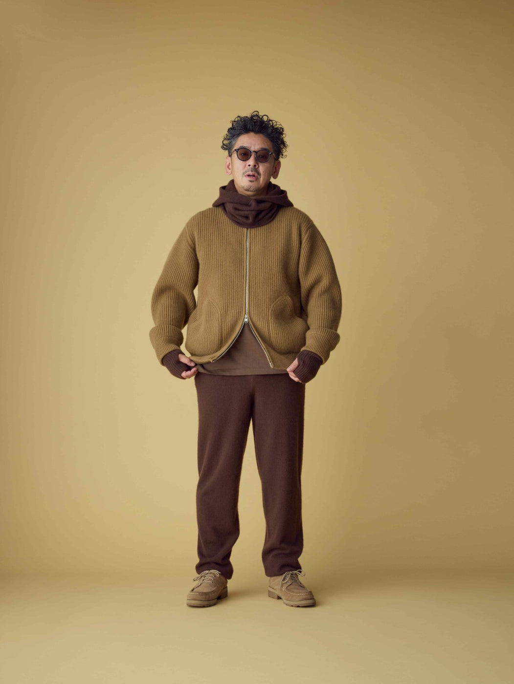 【cash & barba x Shinichi Mita】モンゴリアンカシミヤ ドライバーズクルー, Beige