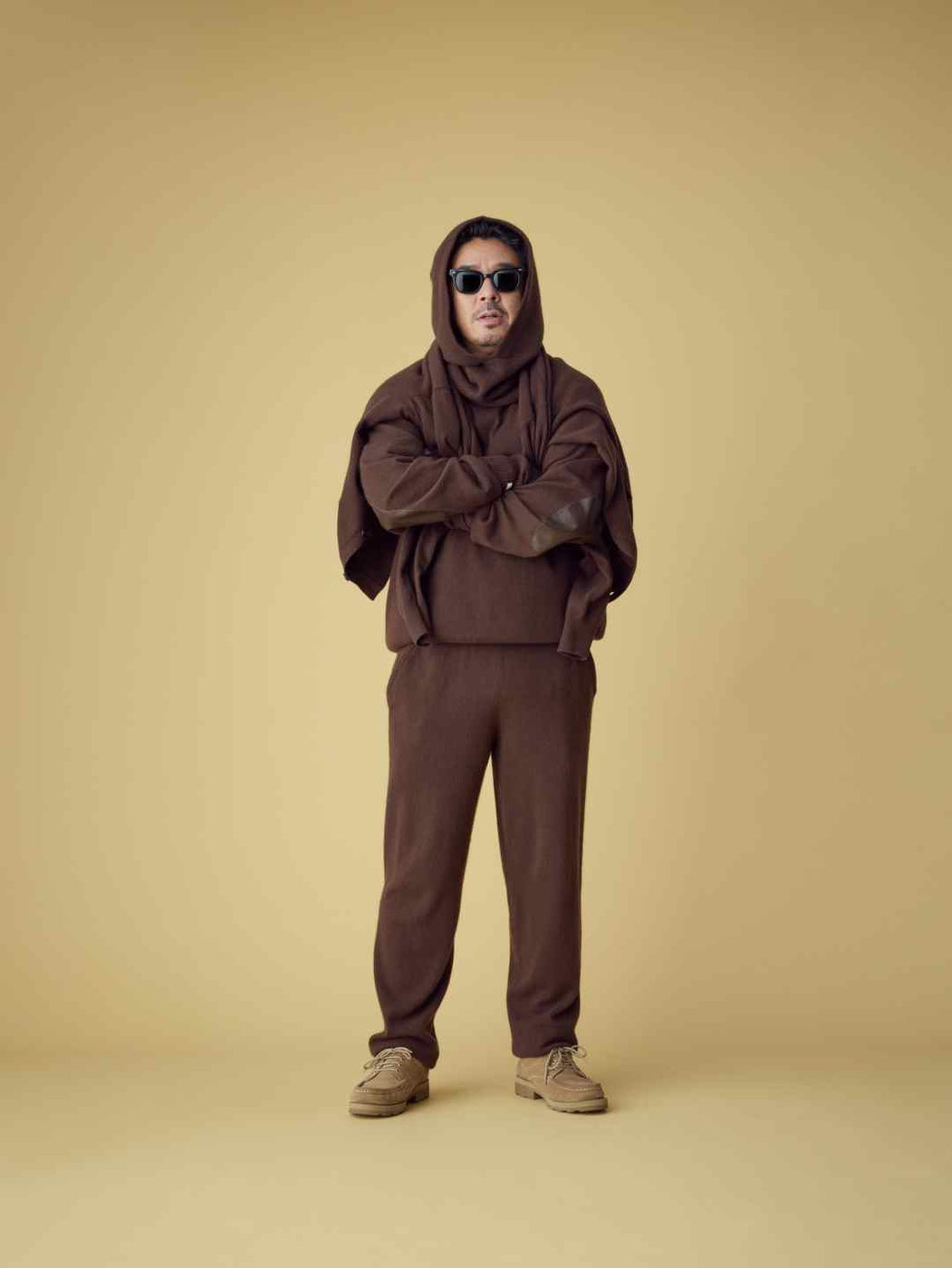 【cash & barba x Shinichi Mita】モンゴリアンカシミヤ フーディーウォーマー, Brown