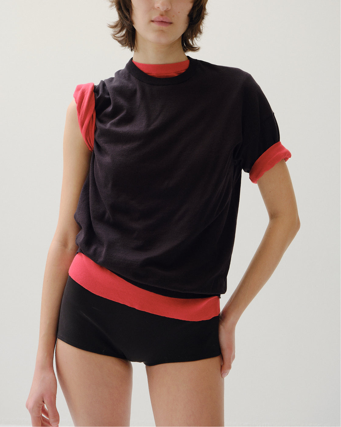 シーアイランドコットン ニット 半袖クルー, Black