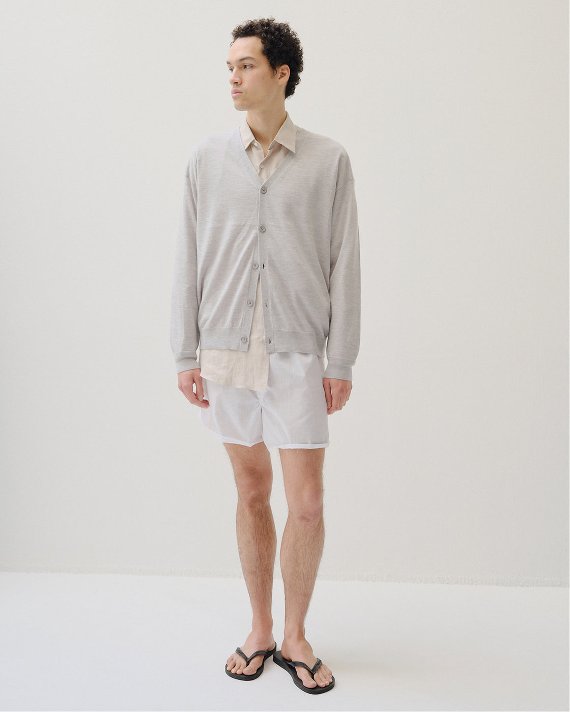 カシミヤシルク 180 カーディガン, Cloud Gray