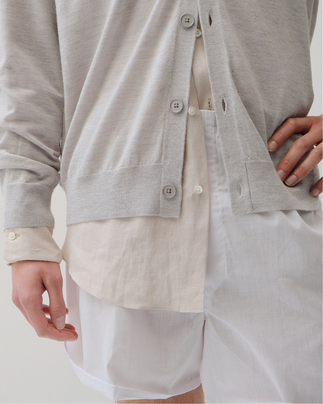 カシミヤシルク 180 カーディガン, Cloud Gray