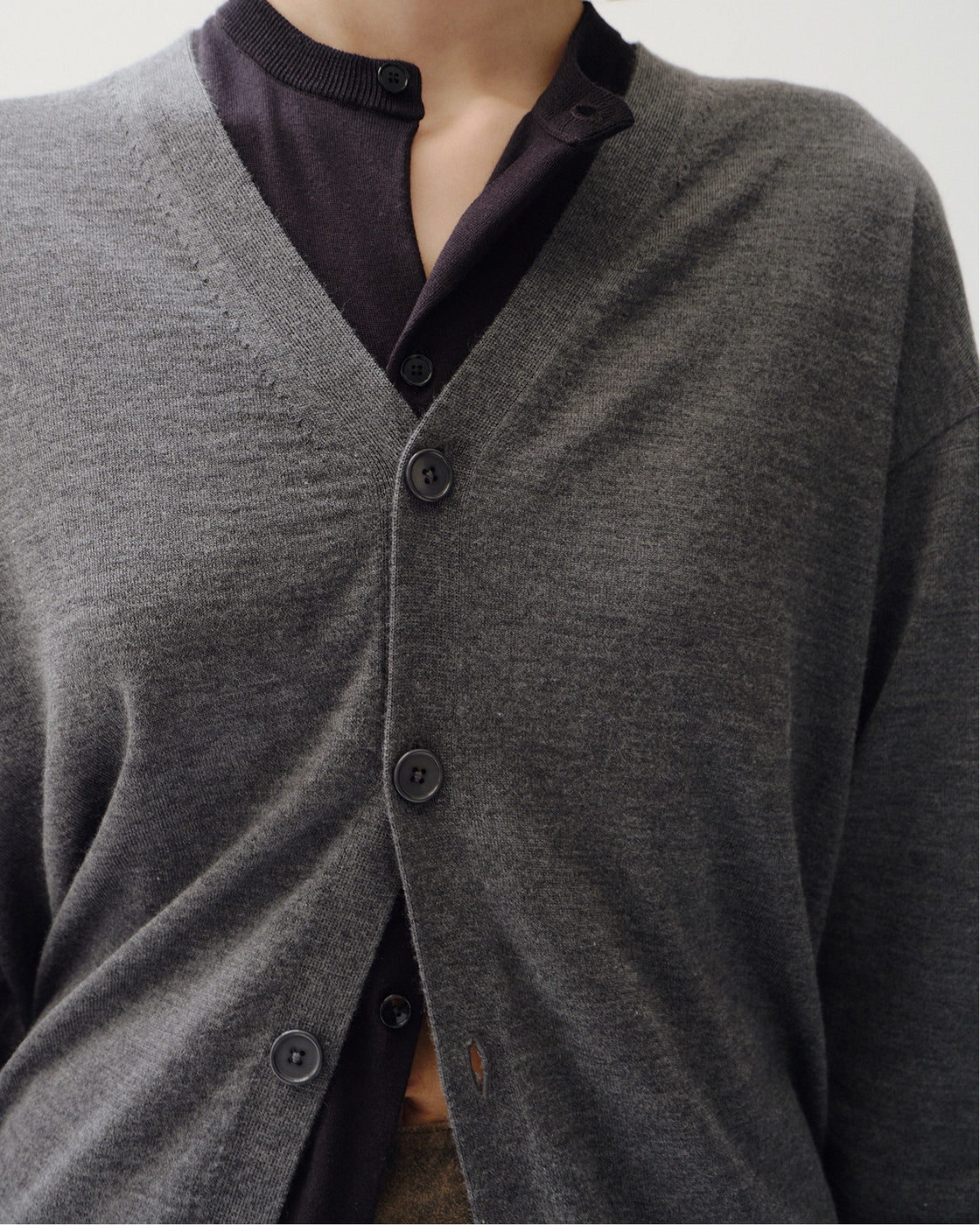 カシミヤシルク 180 カーディガン, Top Gray