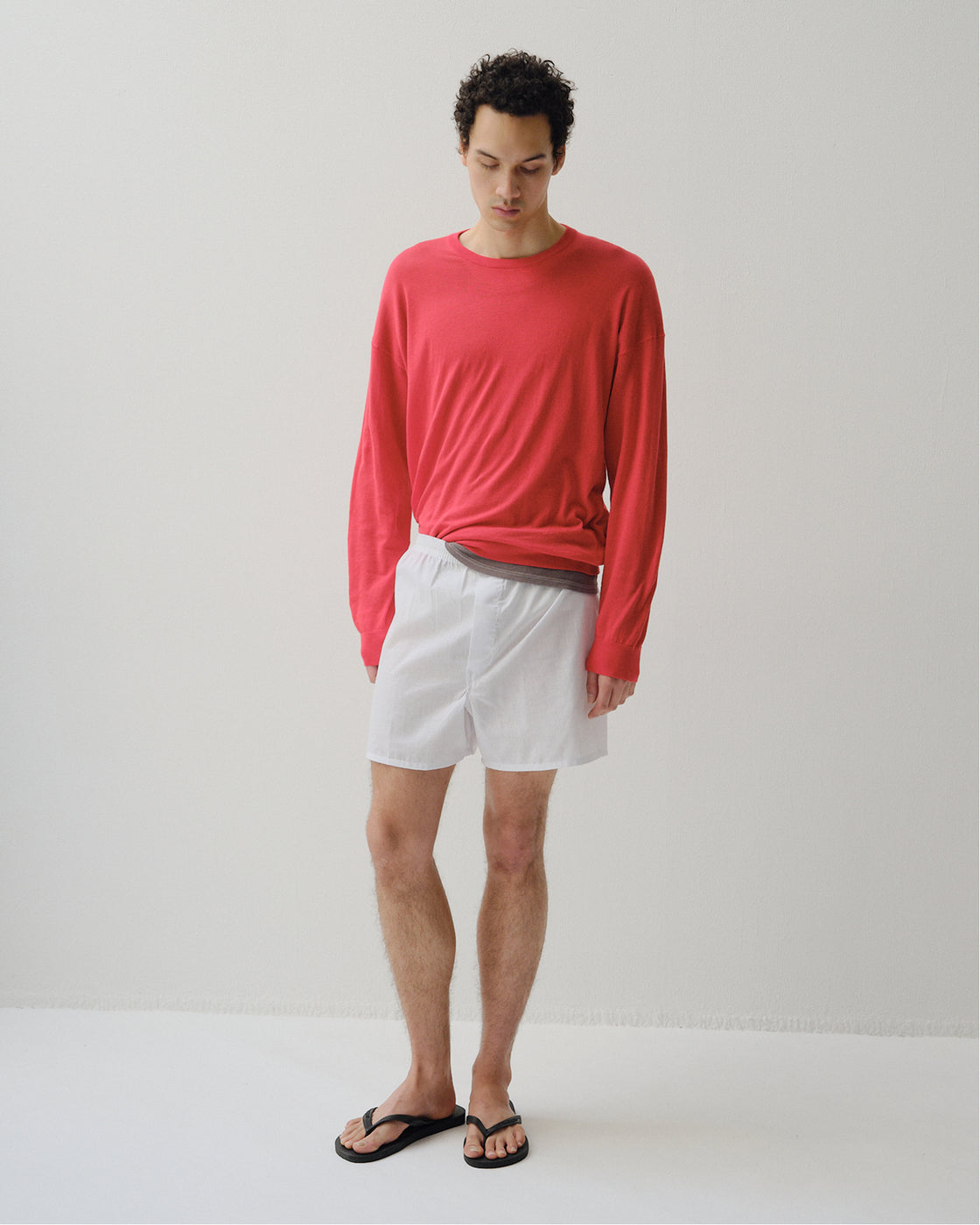 シーアイランドコットン ニット 長袖クルー, Tomato red