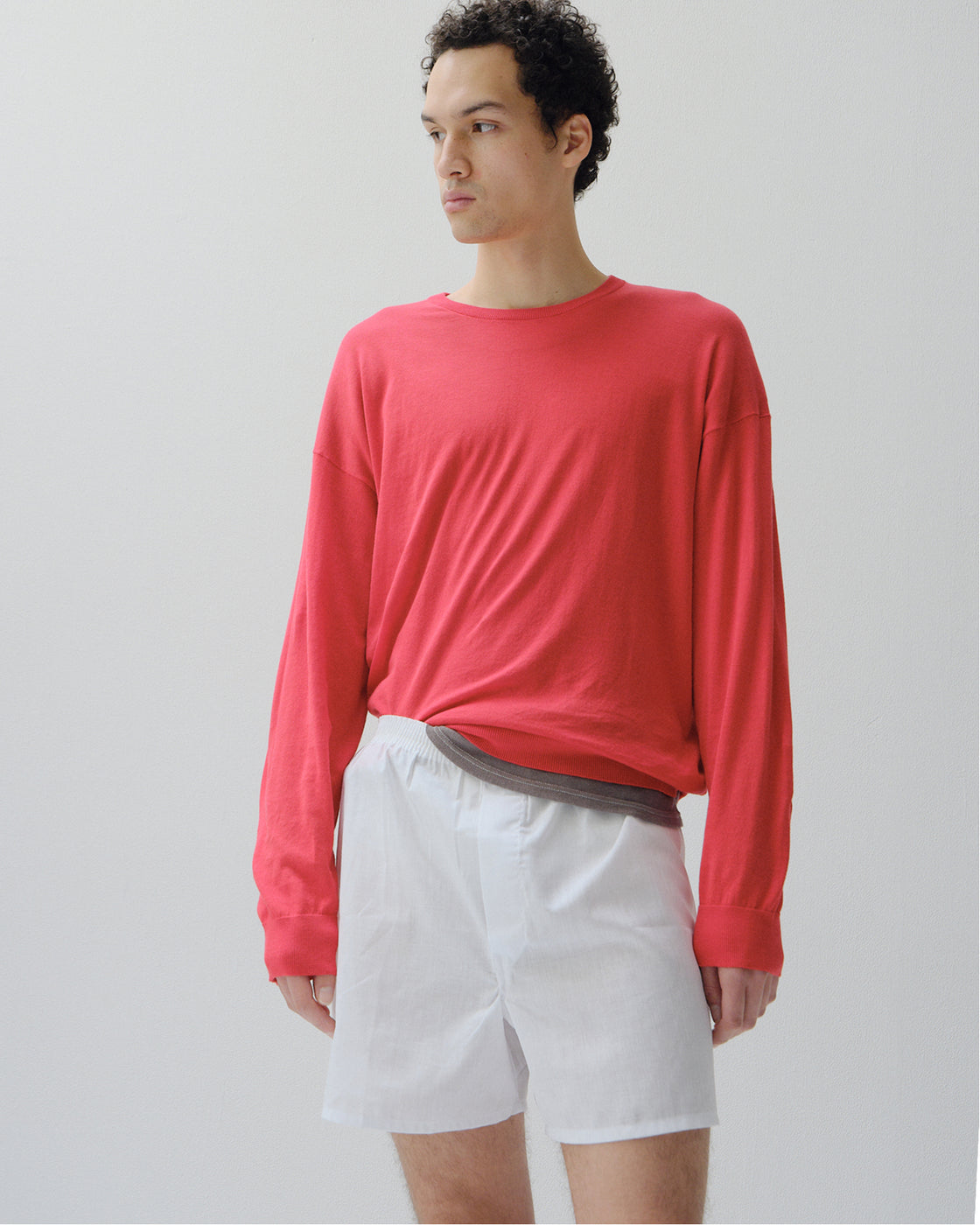 シーアイランドコットン ニット 長袖クルー, Tomato red