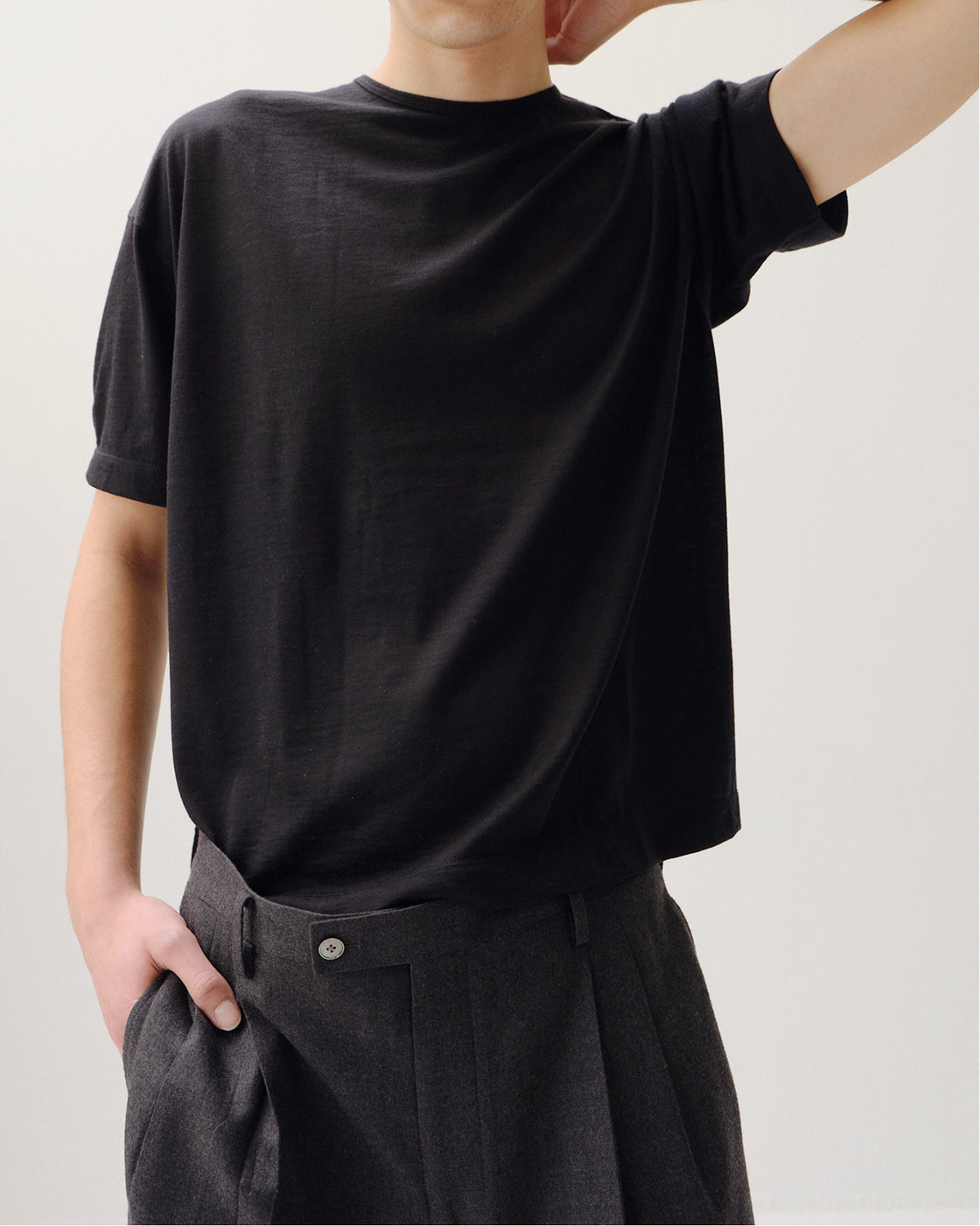 カシミヤジャージー キャッシュTee, Black
