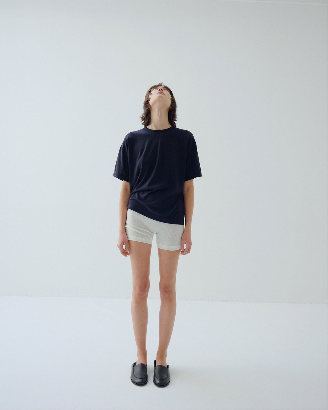 カシミヤジャージー キャッシュTee, Navy