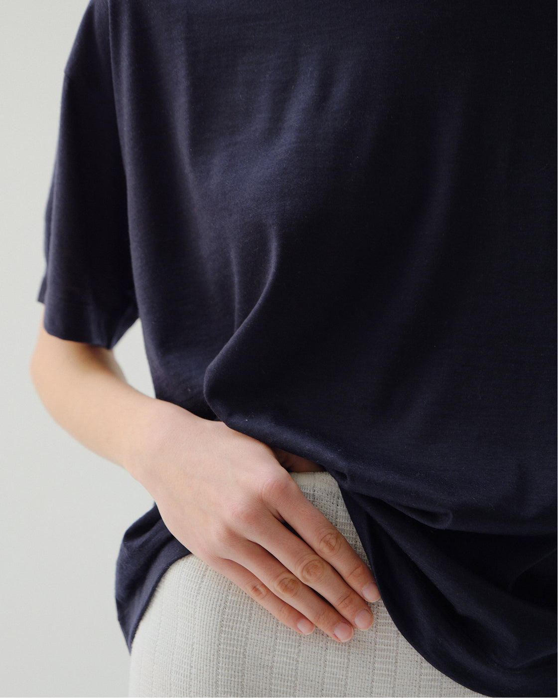 カシミヤジャージー キャッシュTee, Navy