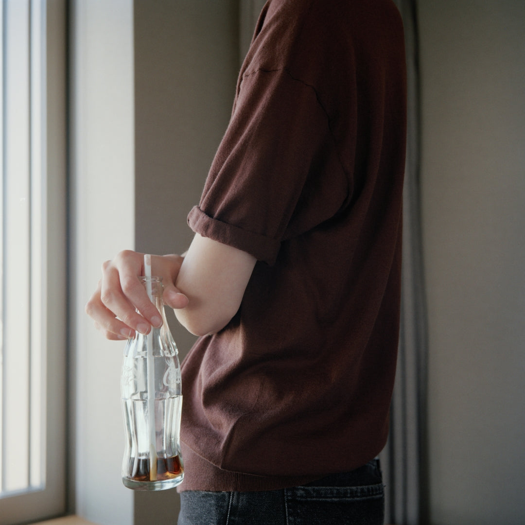 シーアイランドコットン ニット 半袖クルー, Brown