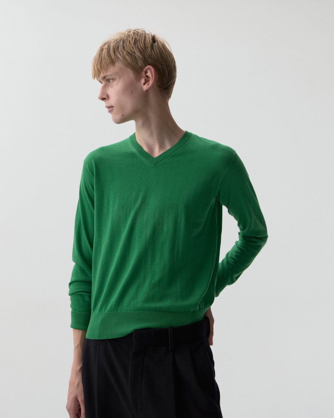 ウーステッドカシミヤ 150 レギュラーフィットV-ネック, V.Green