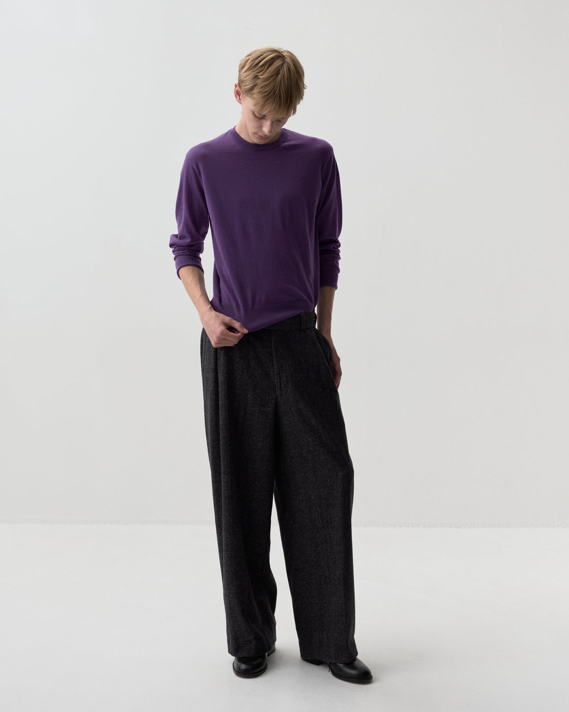 Worsted Cashmere 150 Regular Fit Crew Neck, Purple