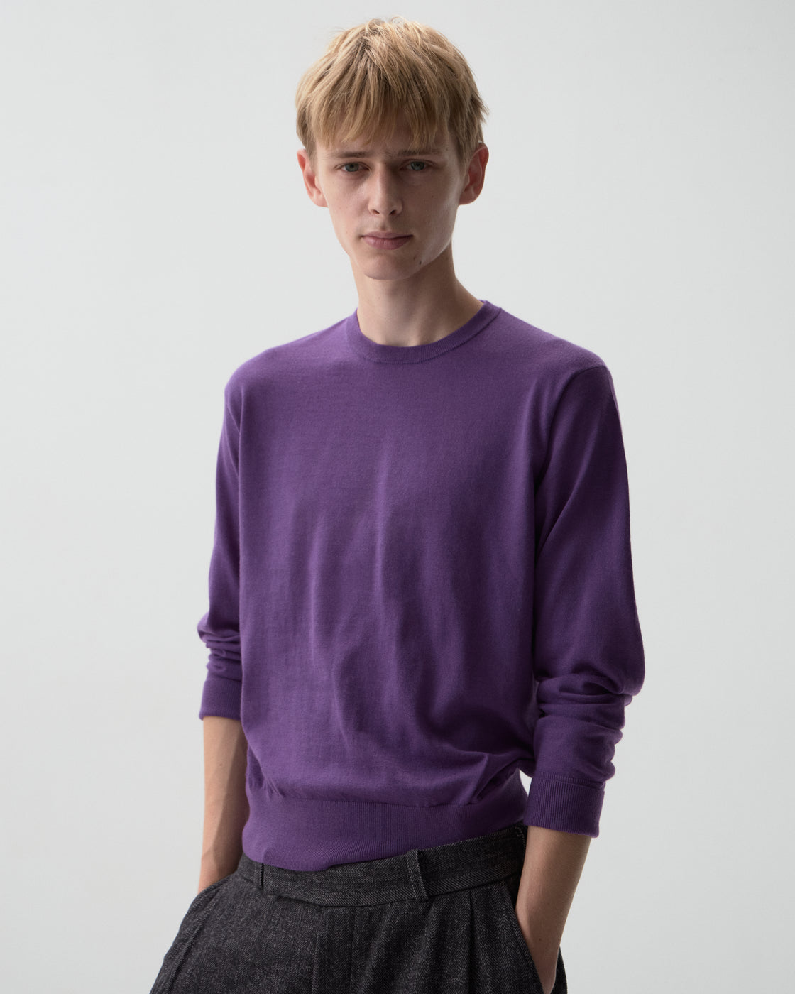 Worsted Cashmere 150 Regular Fit Crew Neck, Purple