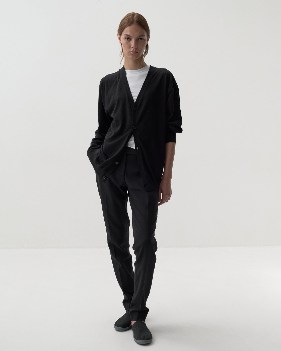 Worsted Cashmere 150 Cardigan, Black