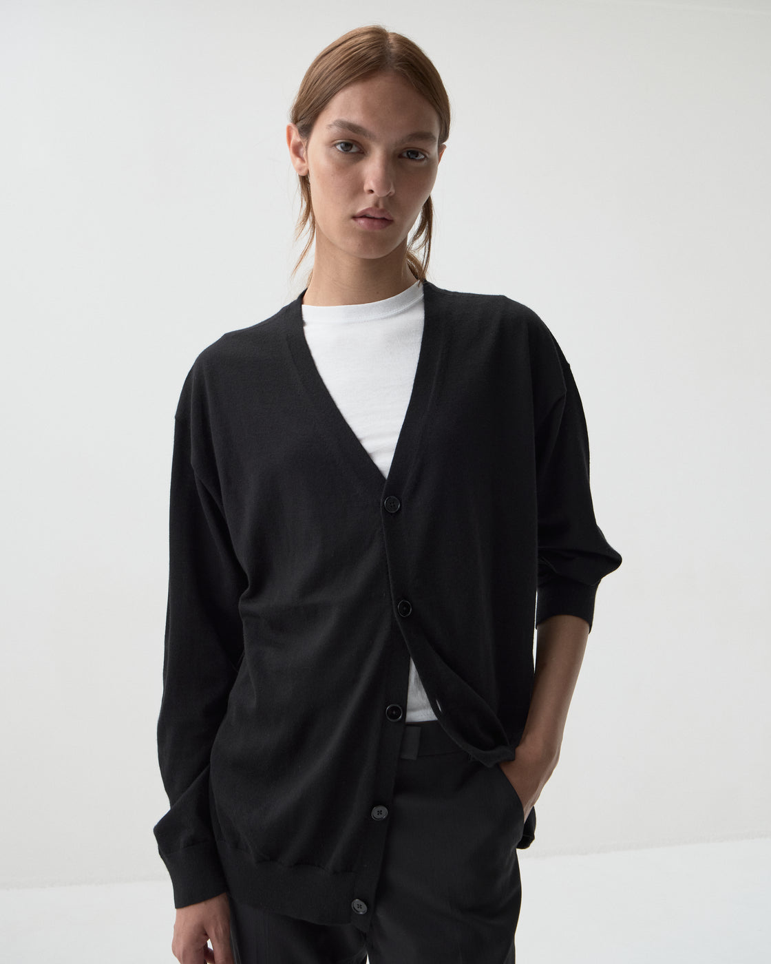 Worsted Cashmere 150 Cardigan, Black