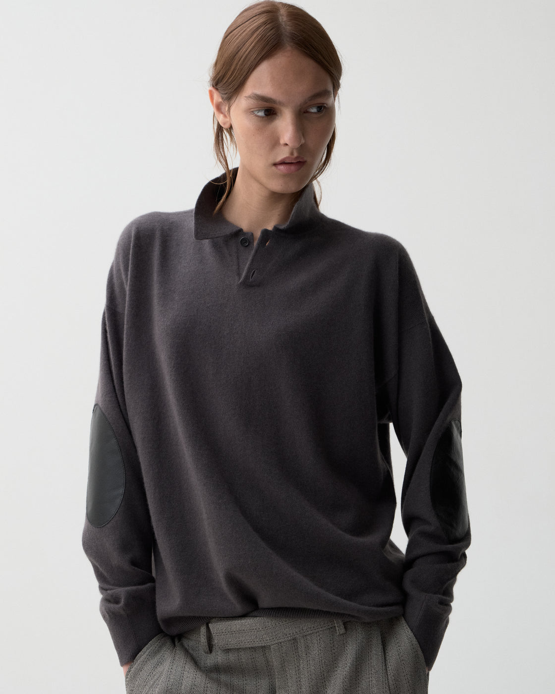 モンゴリアンカシミヤ エルボーパッチ ポロ, Umber