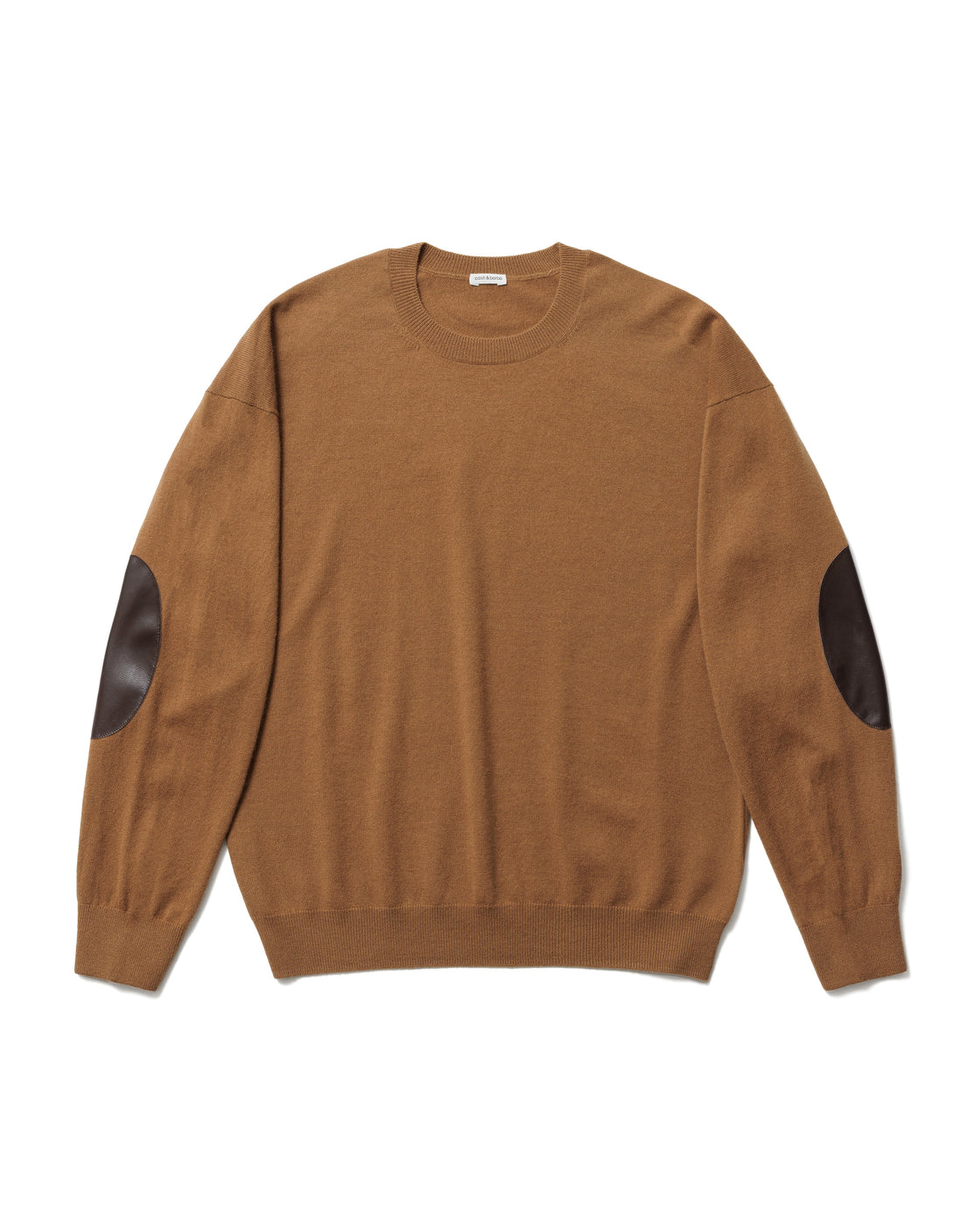 モンゴリアンカシミヤ エルボーパッチ クルーネック, Coyote