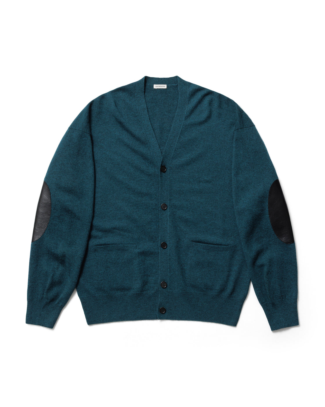 モンゴリアンカシミヤ エルボーパッチ カーディガン, Blue Green