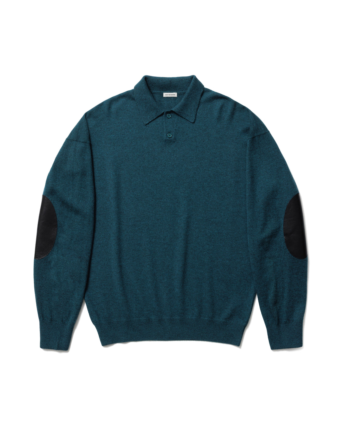 モンゴリアンカシミヤ エルボーパッチ ポロ, Blue Green