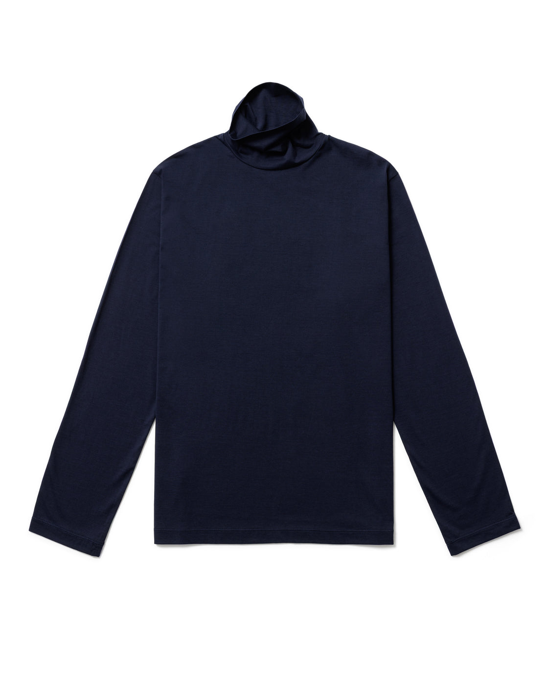 Sea Island Cotton 46G Roll Neck Tee L/S, Navy