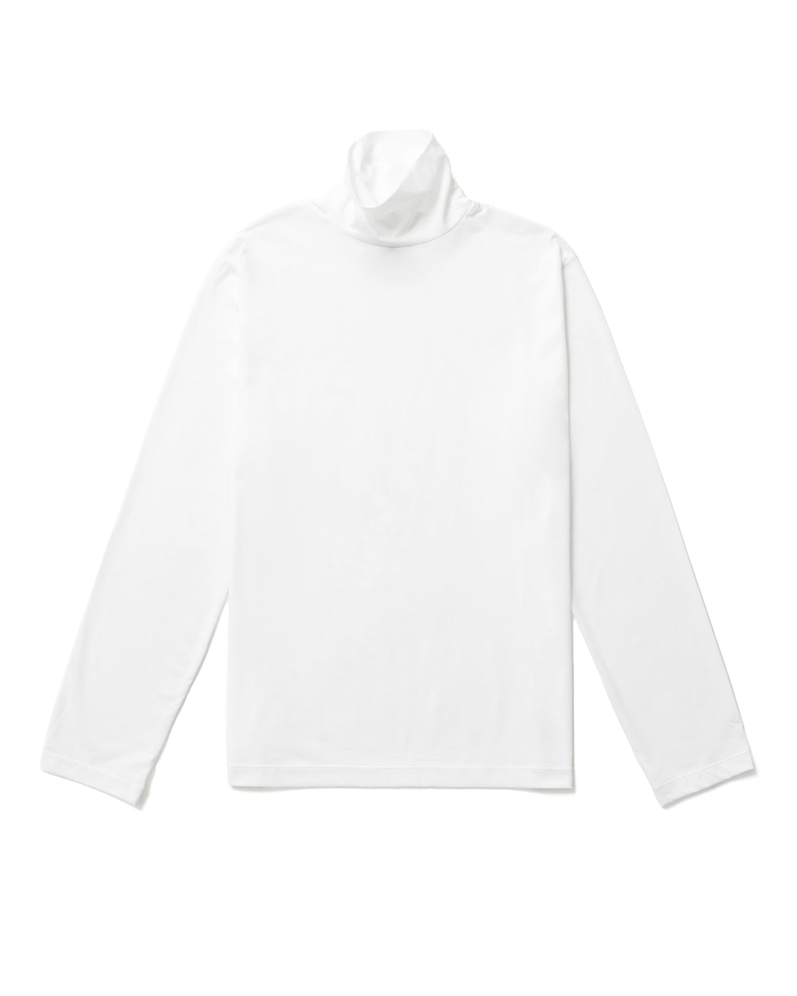 Sea Island Cotton 46G Roll Neck Tee L/S, White