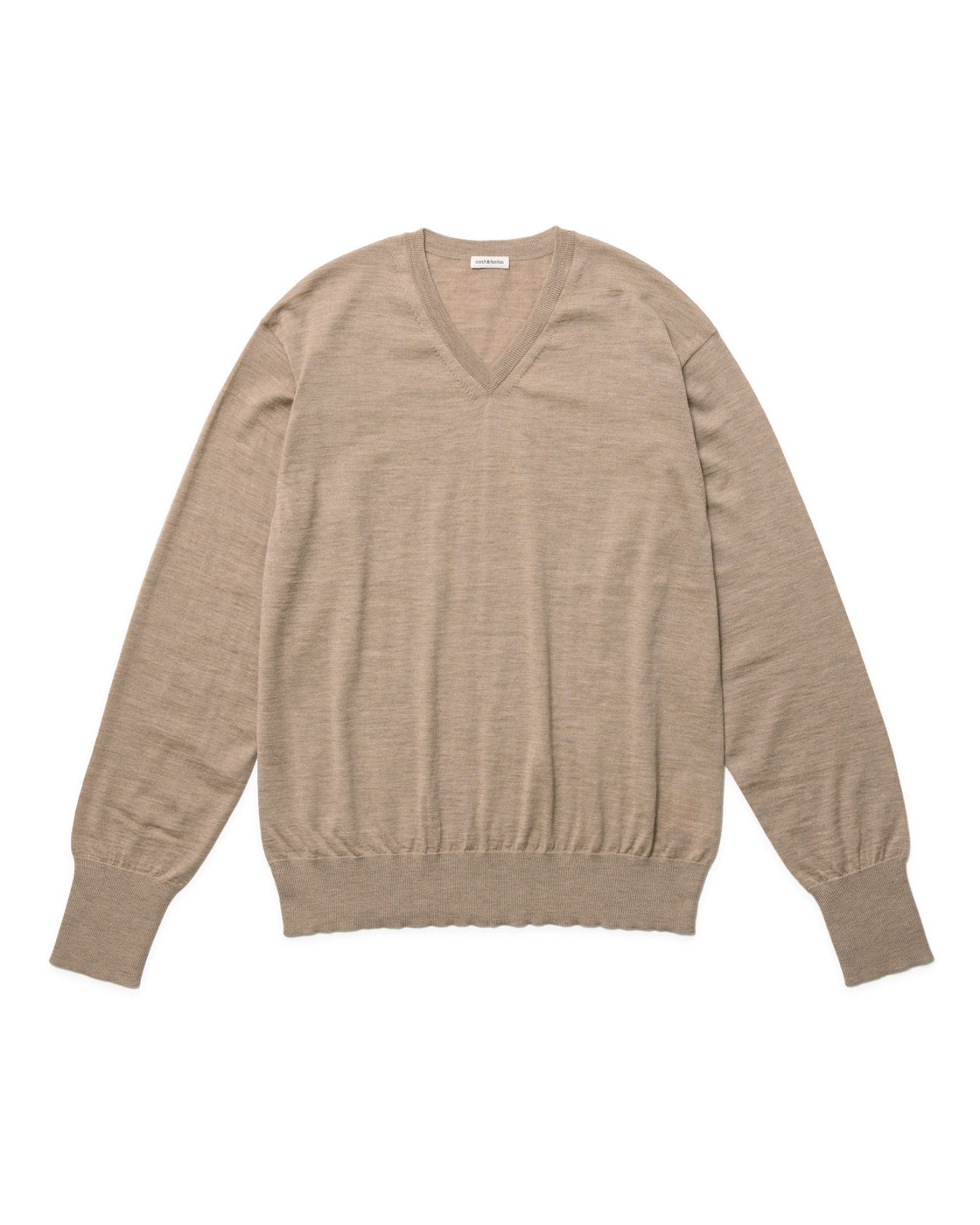ウーステッドカシミヤ 150 レギュラーフィットV-ネック, Beige