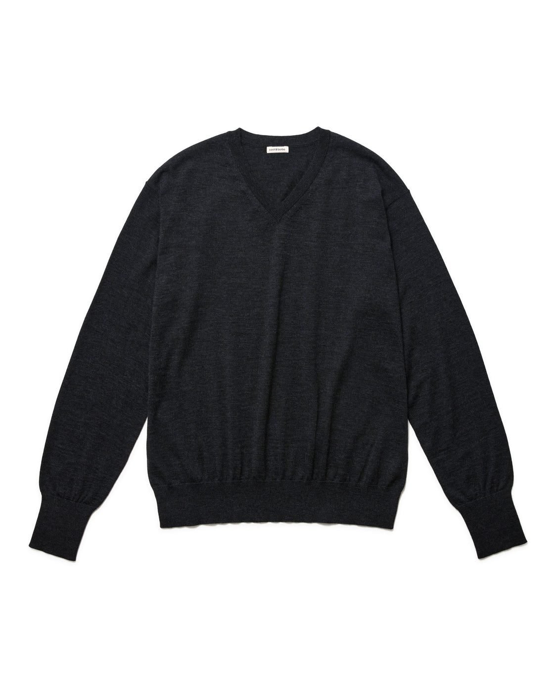 ウーステッドカシミヤ 150 レギュラーフィットV-ネック, Charcoal