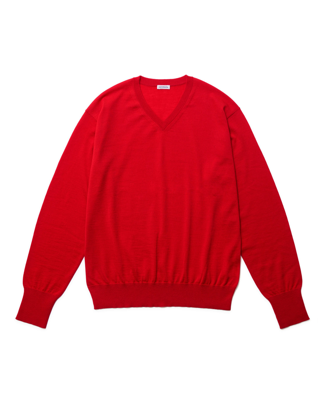 ウーステッドカシミヤ 150 レギュラーフィットV-ネック, Tomato Red