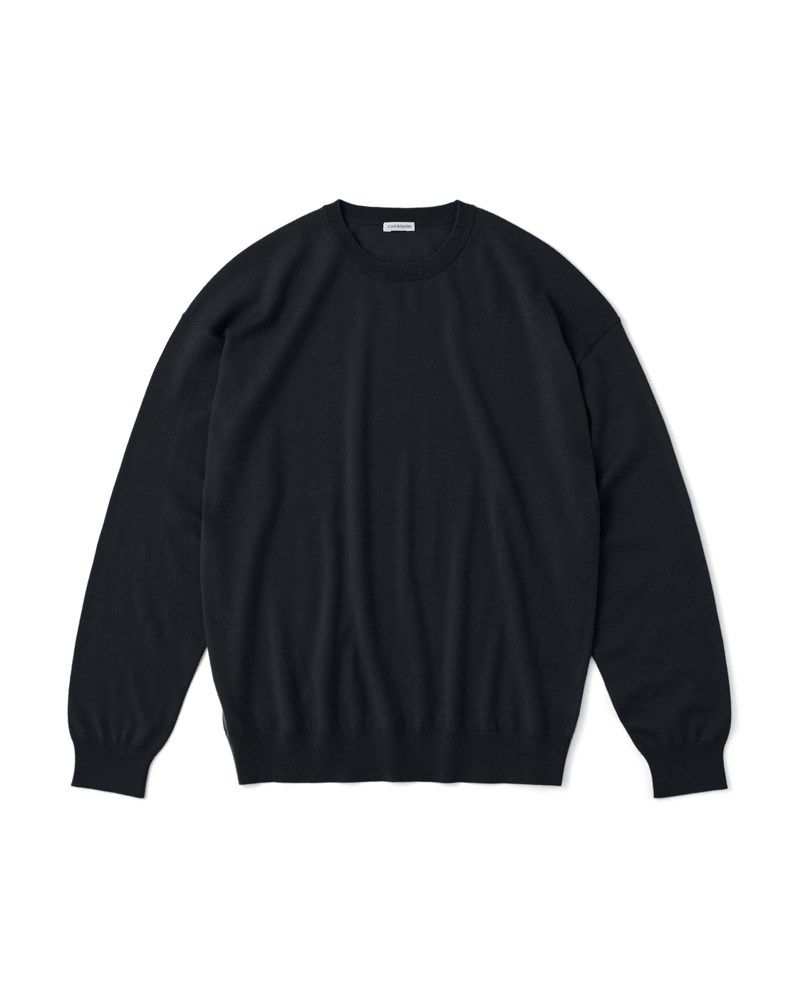 ウーステッドカシミヤ 150 クルーネック, Black