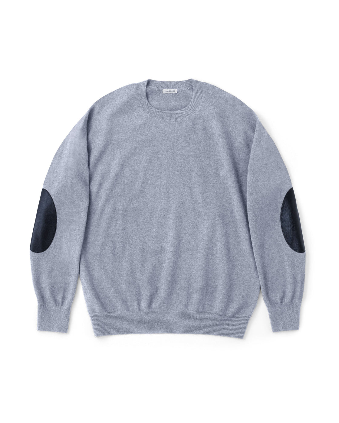 モンゴリアンカシミヤ エルボーパッチ クルーネック, Ash Gray