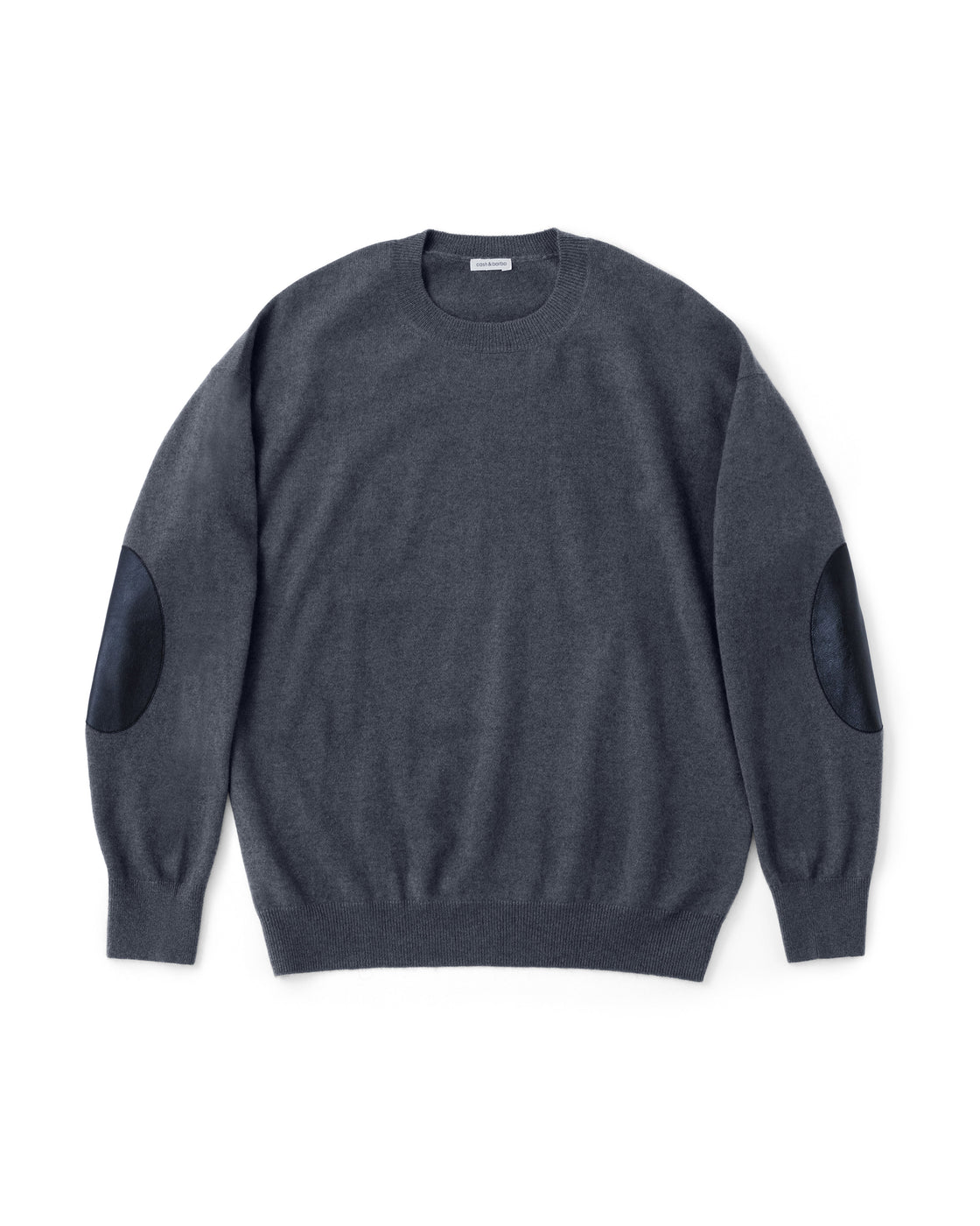 モンゴリアンカシミヤ エルボーパッチ クルーネック, Top Gray