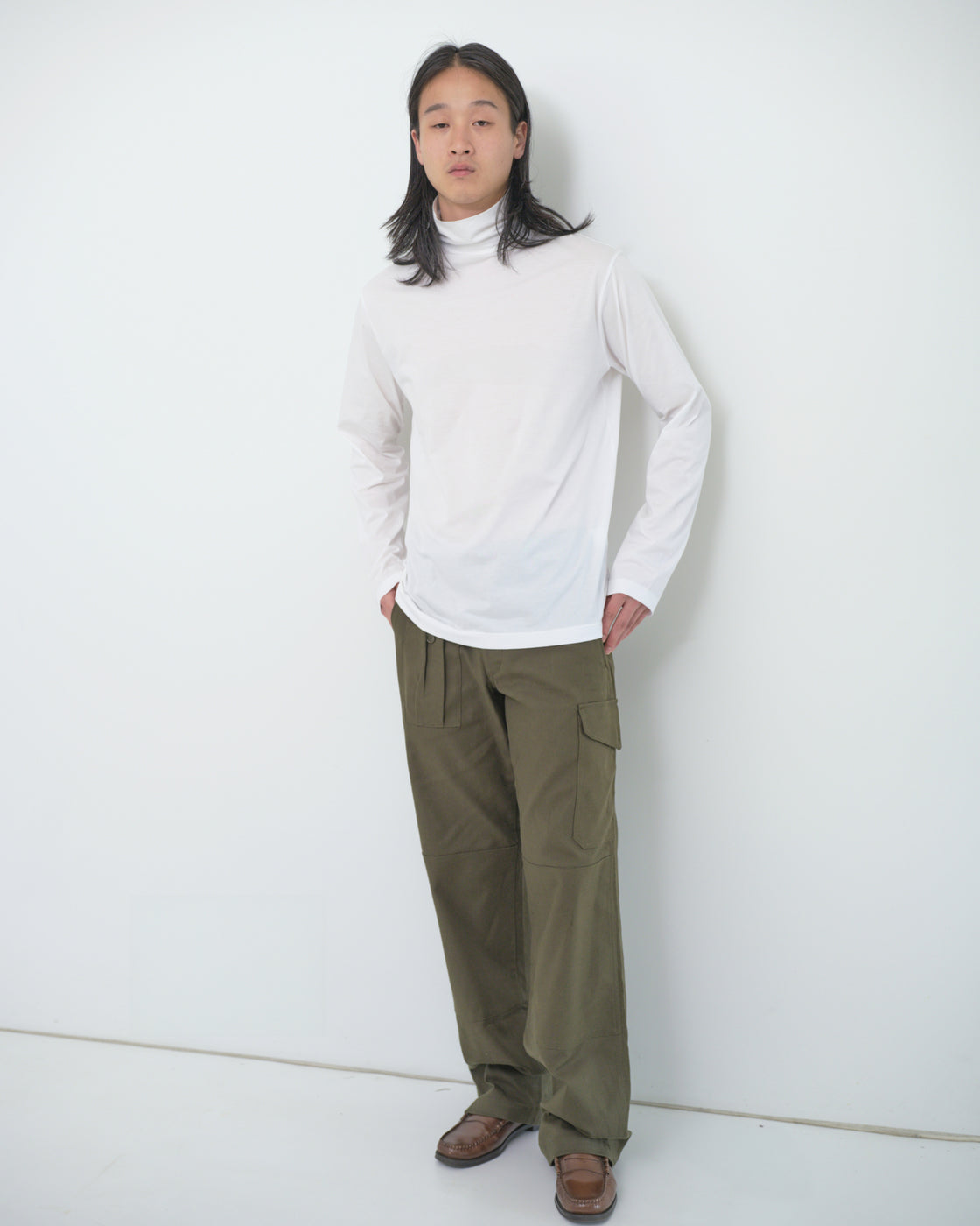 シーアイランドコットン ロールネック Tee, White