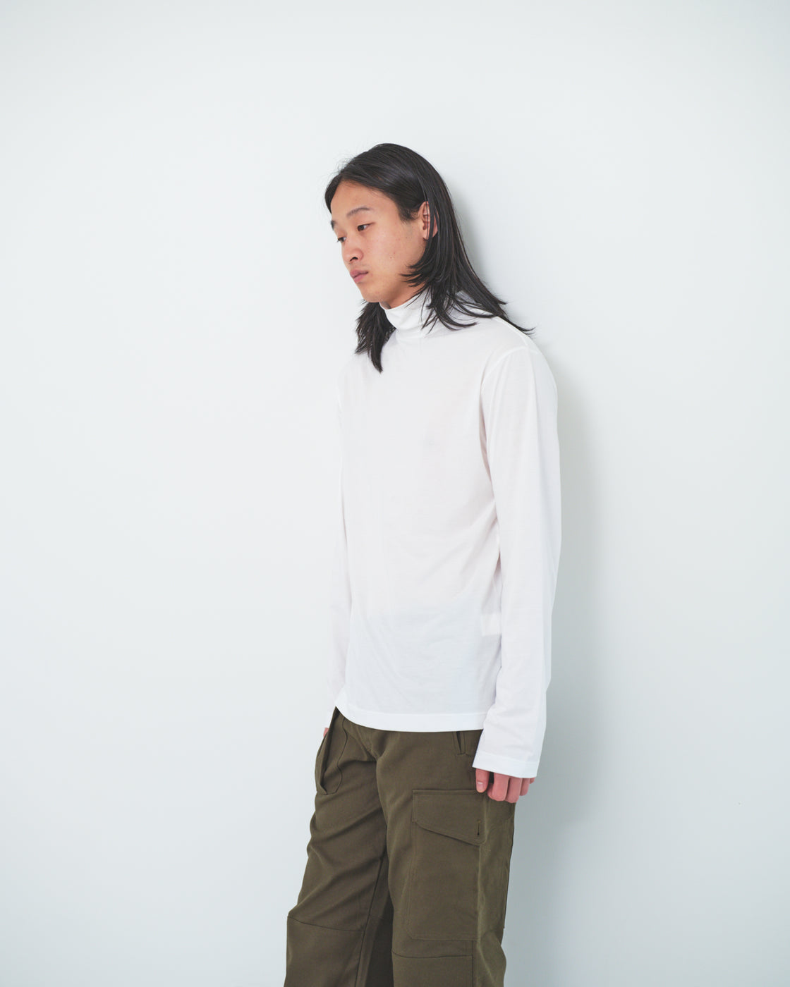シーアイランドコットン ロールネック Tee, White