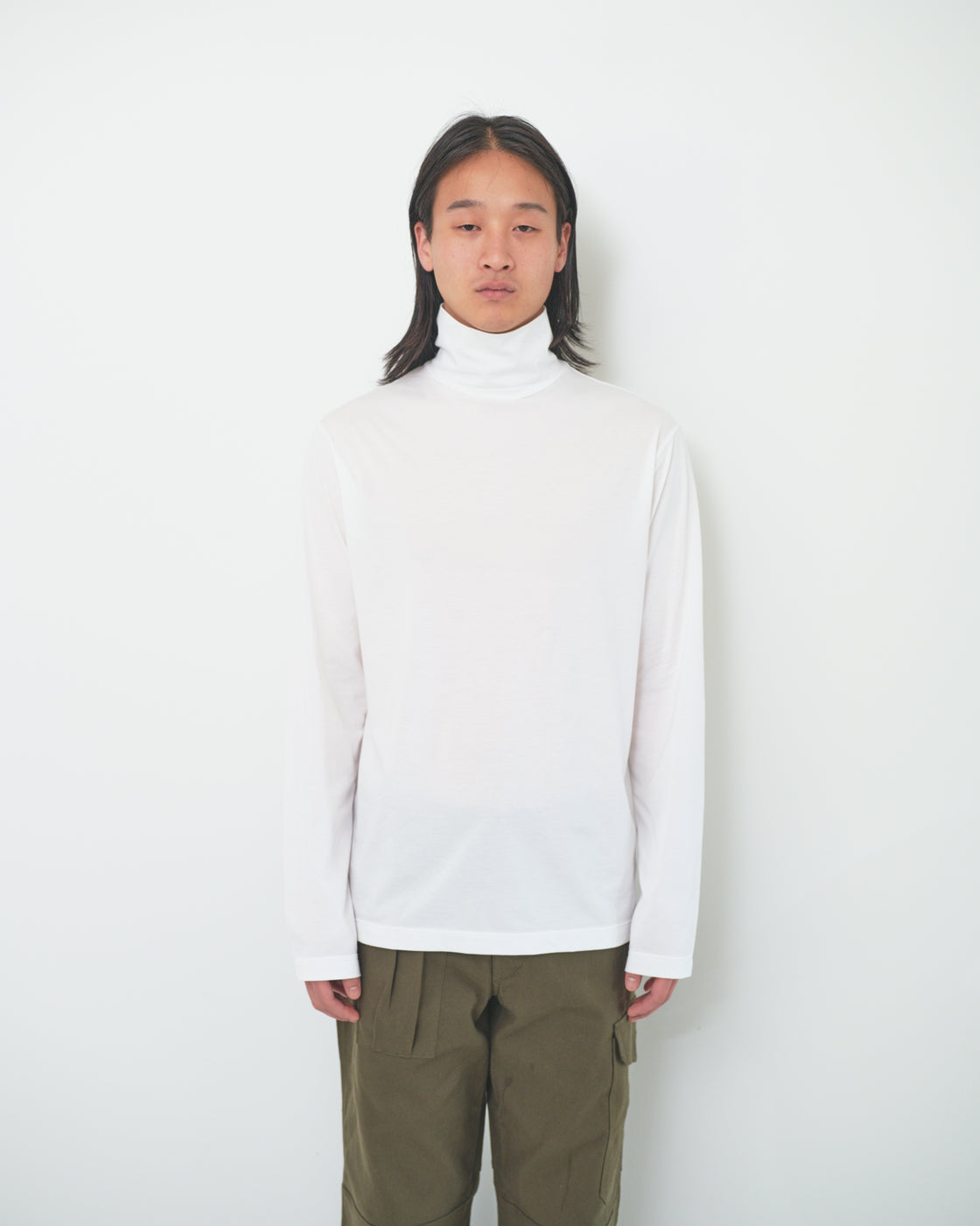 シーアイランドコットン ロールネック Tee, White