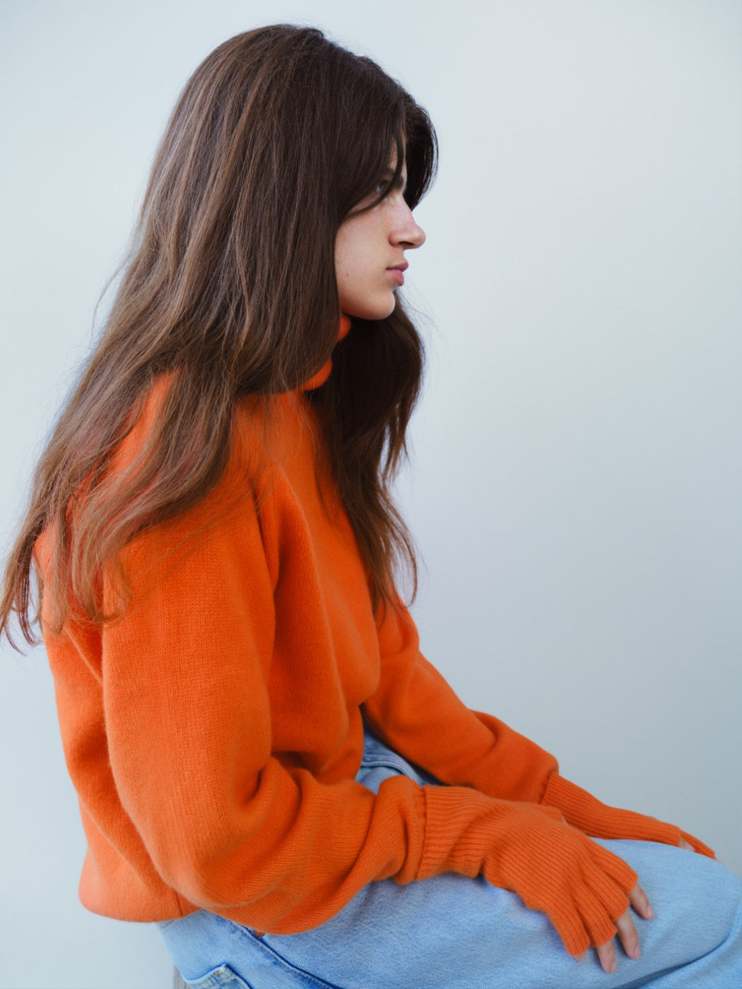 キャッシュベイビー クルーネック ニット, H Orange