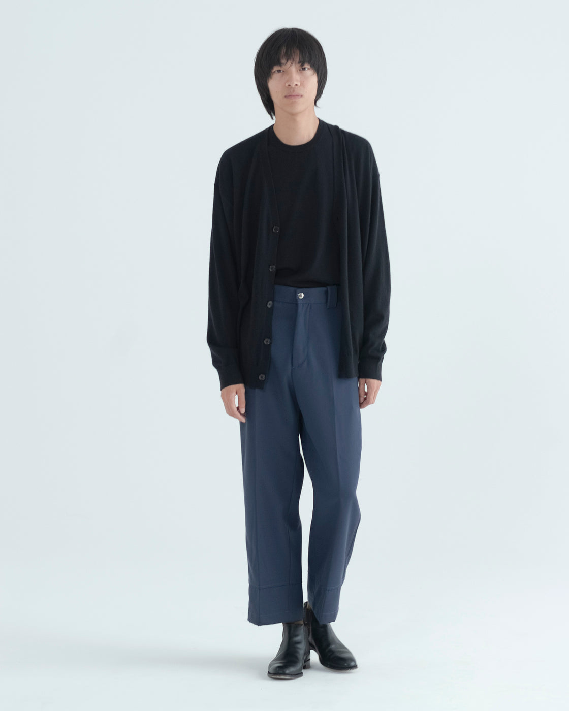 ウーステッドカシミヤ 150 カーディガン, Black