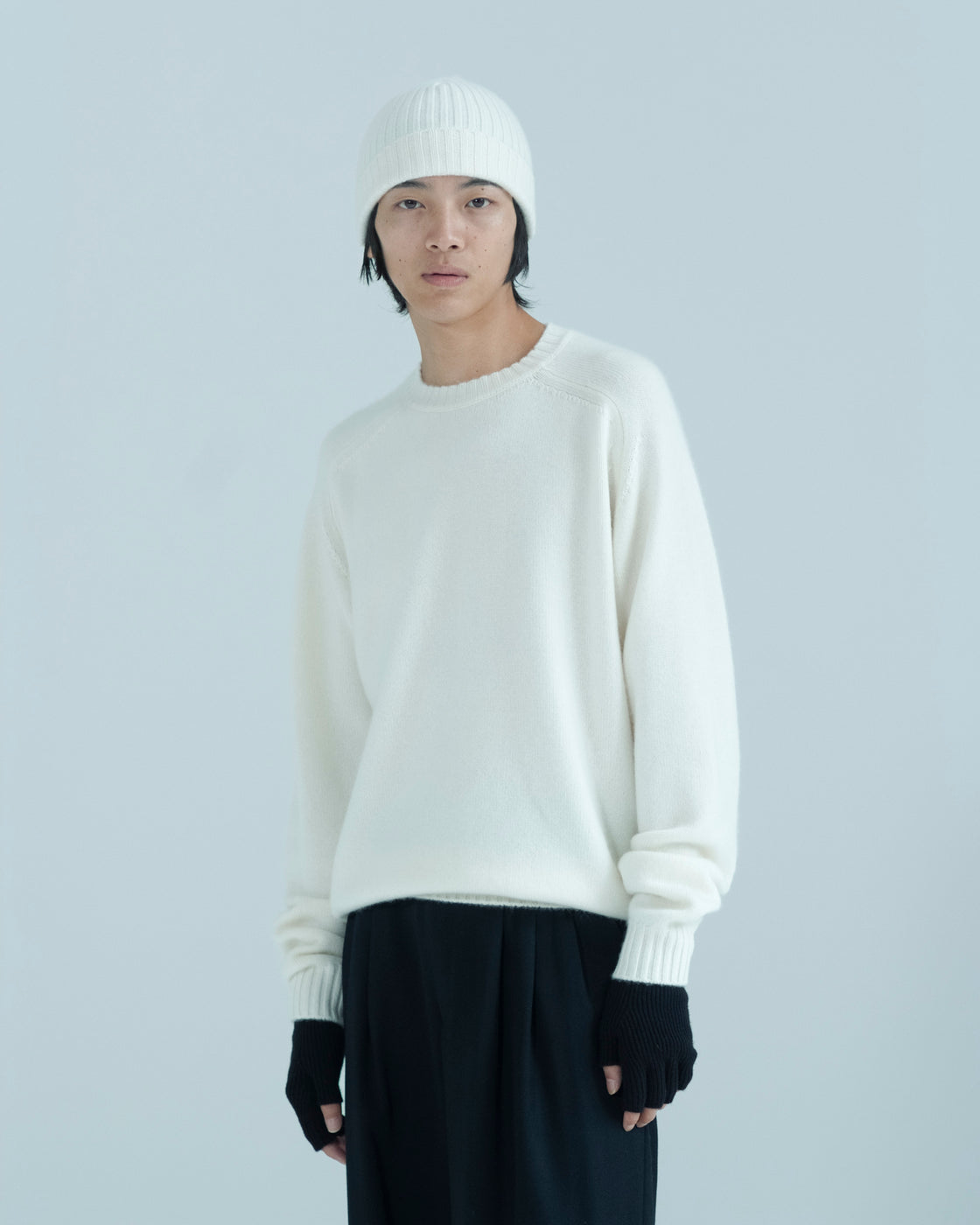 キャッシュベイビー クルーネック ニット, WHITE